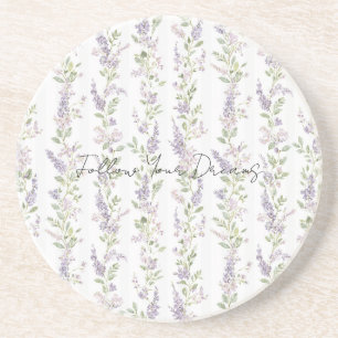 Porta-copos Listras Florais Brancas de Lavanda