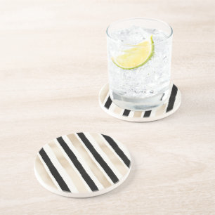 Porta-copos Listras Pretas Brancas Creme