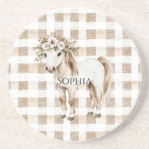 Porta-copos Listras Xadrez Branco Creme Cavalo Aniversário