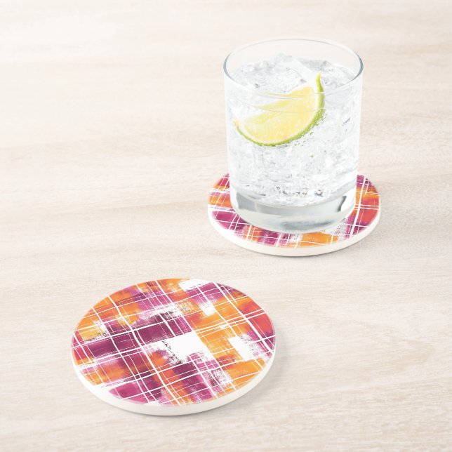 Porta-copos Listras Xadrez Laranja Roxo Groovy (Lateral)