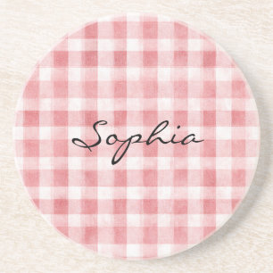 Porta-copos Listras Xadrez Rosa Branco Feminino Suave