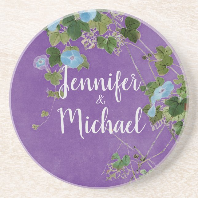 Porta-copos Lithógrafo moderno caligrafia Floral (Frente)