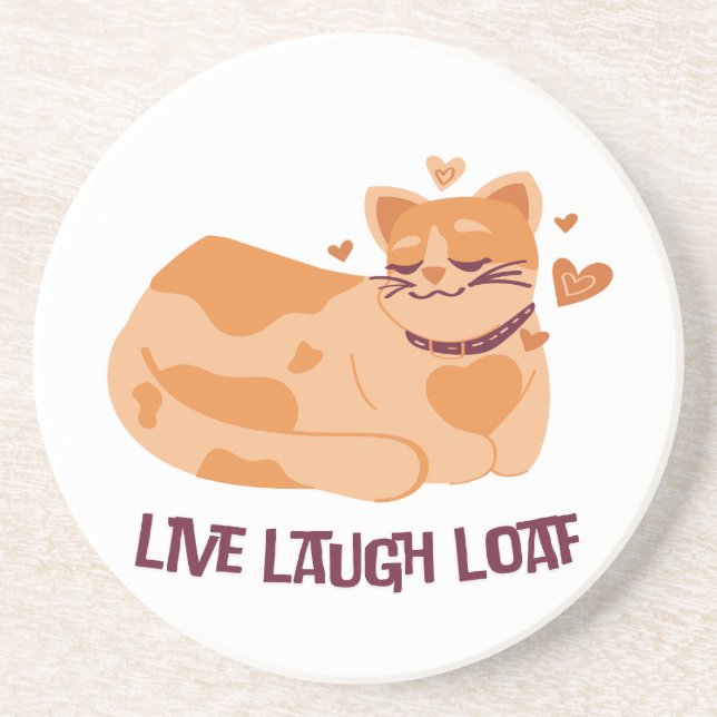 Porta-copos Live Laugh Loaf Cat Coasters (Frente)