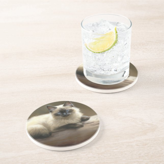 Porta-copos Log Lounger Siamese Kitten (Lateral)