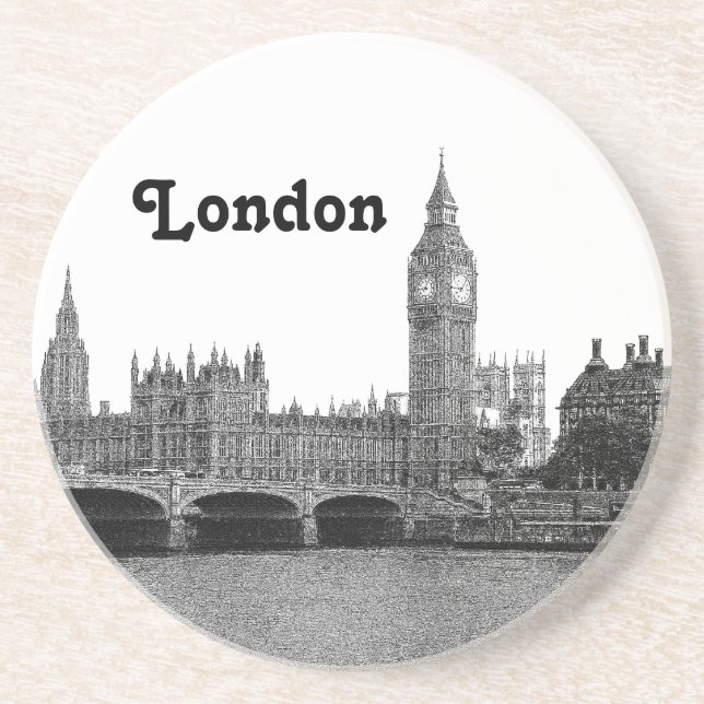 Porta-copos Londres Inglaterra - Skyline Etch (Frente)