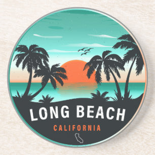 Porta-copos Long Beach California Retro Sunset Souvenirs 80s