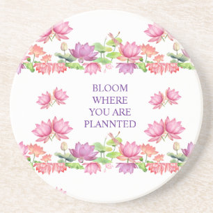 Porta-copos Lótus Floral em Aquarela Rosa Elegante