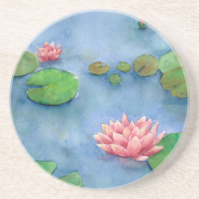 Porta-copos Lotus flower watercolor (Frente)