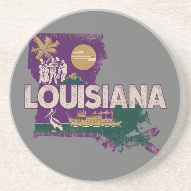 Porta-copos Louisiana Retro State Silhouette (Frente)