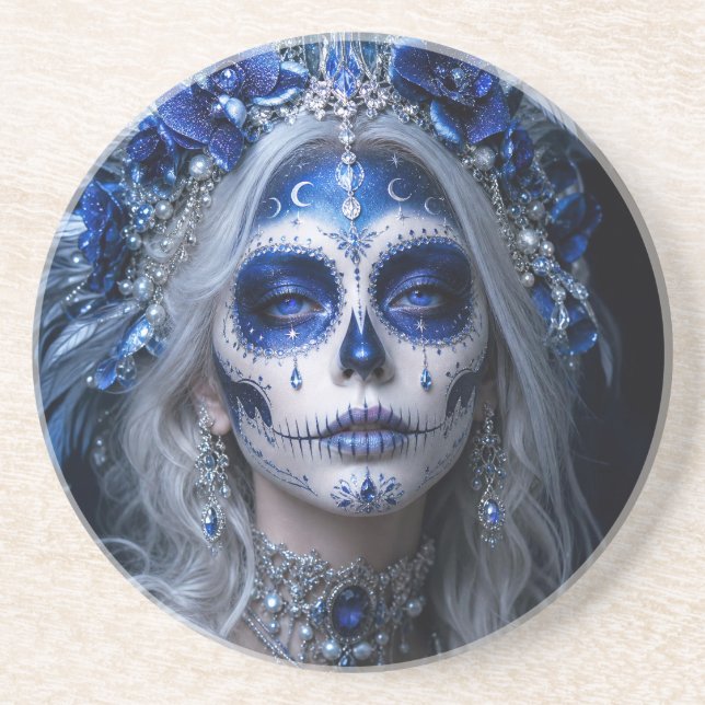 Porta-copos Lua Safira Calavera – Azul Celestial (Frente)