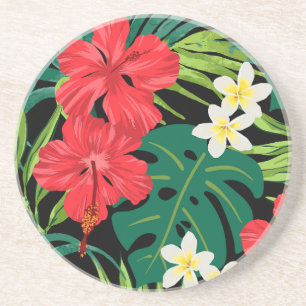 Porta-copos Luna Hibiscus Garden Havaiana - Vermelho e Negro