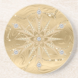 Porta-copos Luxuoso Floco de Neve Diamante Brilho Dourado