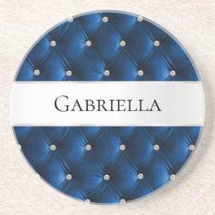 Porta-copos Luxury Glam Blue Faux Velvet