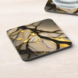 Porta-copos Luxury White & Gold Marble Coaster – Elegant Aesth