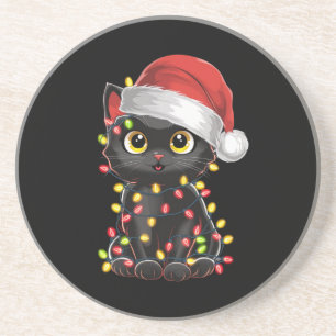 Porta-copos Luzes de árvore de Natal de gato preto, kitten eng