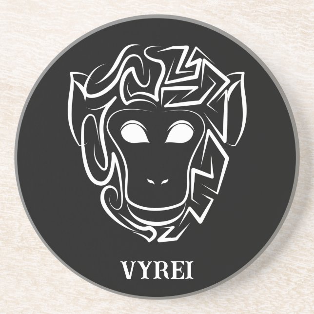 Porta-copos Macaco preto e branco tribal (Frente)