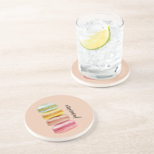 Porta-copos Macarões franceses Monograma pintado à mão