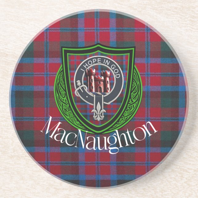 Porta-copos MacNaughton Scottish Clan Tartan & Crest (Frente)