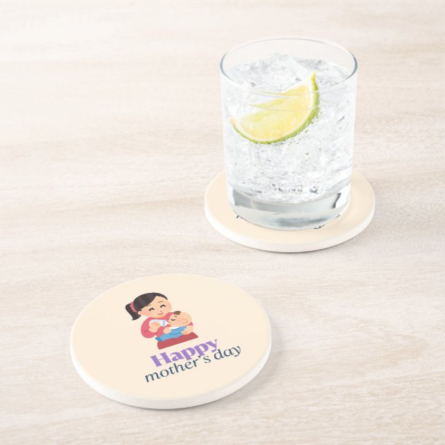 Porta-copos Mãe e bebê, dia de as mães feliz (Lateral)