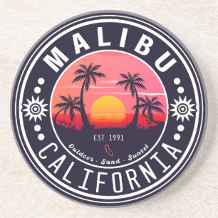 Porta-copos Malibu California Retro Sunset Palm Trees 60s