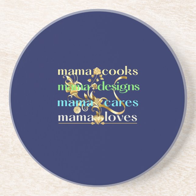 Porta-copos Mamãe Cooks Design Mamãe Cares Mamãe ama (Frente)