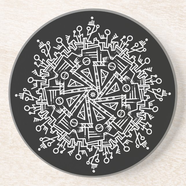 Porta-copos Mandala Branco (Frente)