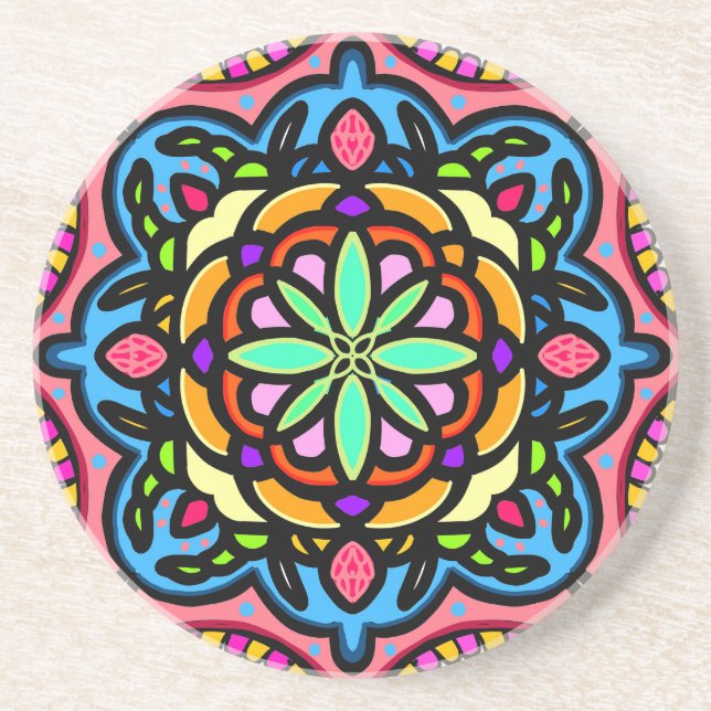 Porta-copos Mandala colorida (Frente)