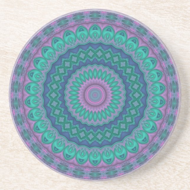 Porta-copos Mandala Colorido Gritante e Hippie em Tons de Joia (Frente)