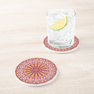 Porta-copos Mandala cor-de-rosa branca, cor-de-rosa, laranja-v