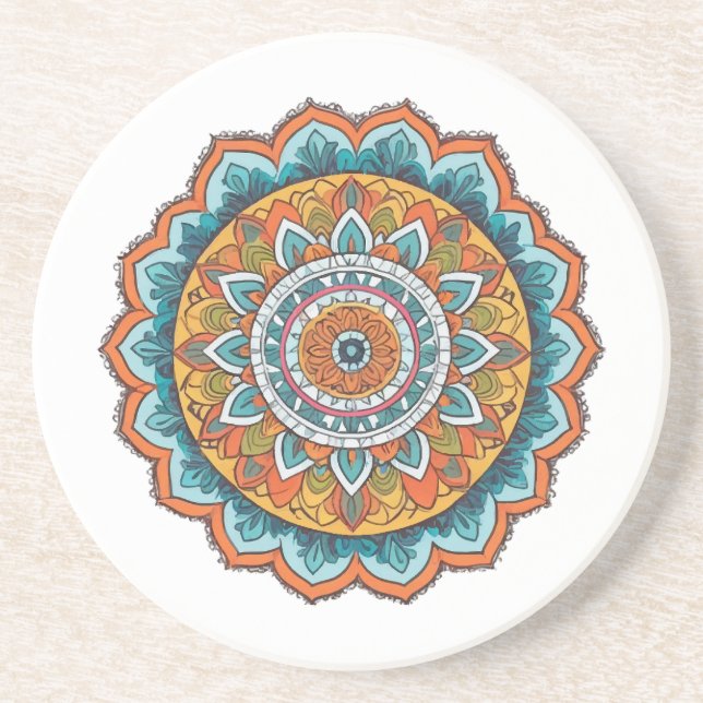Porta-copos mandala de várias cores (Frente)