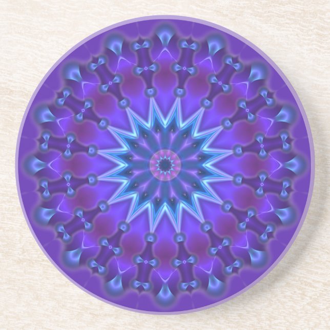Porta-copos Mandala estrela em azul | violeta (Frente)