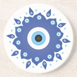 Porta-copos Mandala Grego Mau Azul Branco