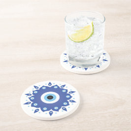 Porta-copos Mandala Grego Mau Azul Branco