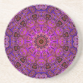 Porta-copos Mandala Motivo Kaleidoscópico Rosa Quente