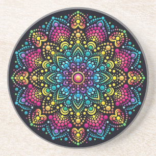 Porta-copos Mandalas Pontilhadas Arco-íris