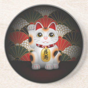 Porta-copos Maneki cerâmico branco Neko