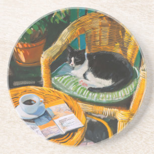 Porta-copos Manhã de Domingo Preguiçosa Pintura para gatos e