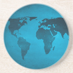 Porta-copos Mapa do mundo azul da Vintage