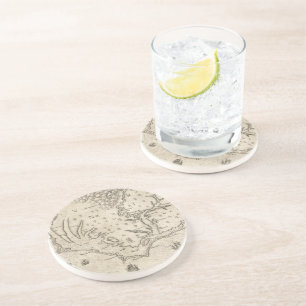 Porta-copos Mapa do vintage de North Carolina litoral (1590)