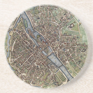 Porta-copos Mapa do vintage de Paris (1657)