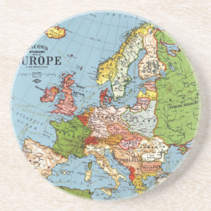 Porta-copos Mapa Geral do Século 20 da Vintage Europa