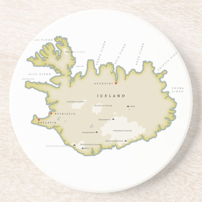 Porta-copos Mapa ilustrado do Trivet da Islândia (Frente)