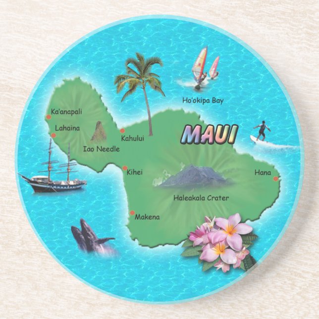Porta-copos Mapa Maui (Frente)