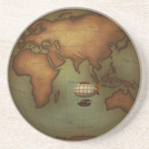 Porta-copos Mapa Mundial Neovitoriano do Navio Steampunk Zeppl