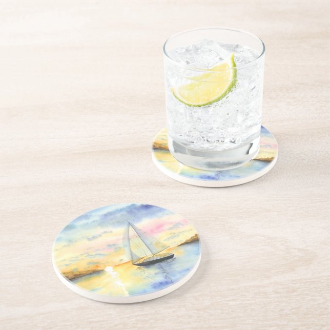 Porta-copos Mar no pôr do sol (Lateral)