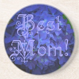 Porta-copos Melhor mãe com fundo azul de flores