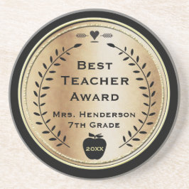 Porta-copos Melhor Prêmio de Professores Dourado com Preto
