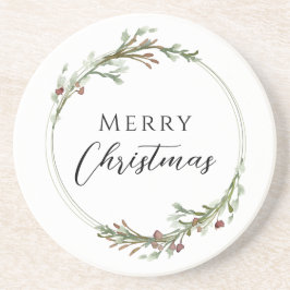 Porta-copos Merry Christmas Minimalist Wreath White
