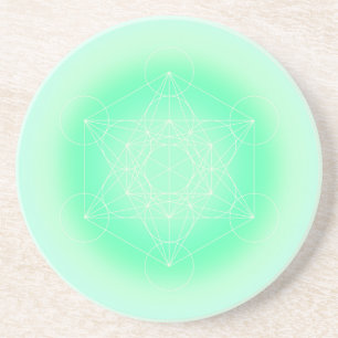 Porta-copos Metatron's Cube Verde Menta Geometria Sagrada