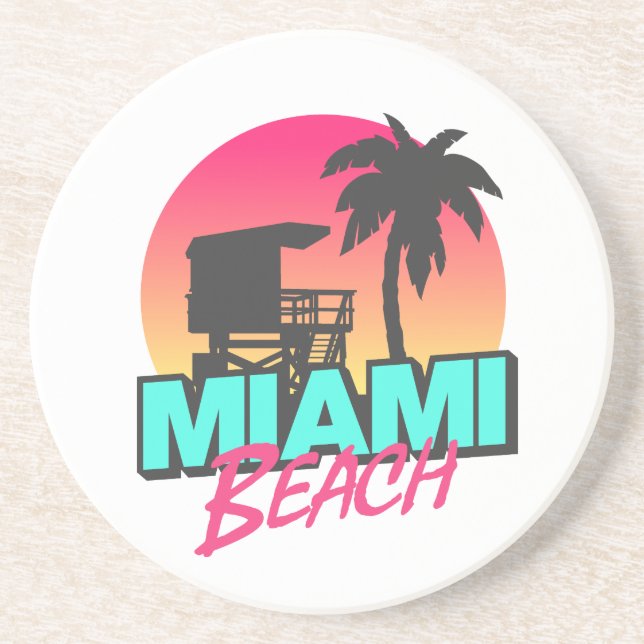 Porta-copos Miami Beach Viagem Vintage (Frente)